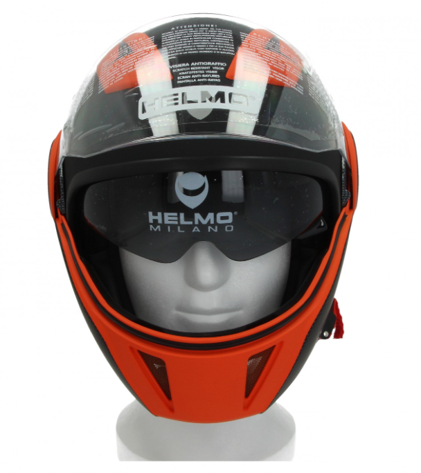 Helmo Milano Full casque jet, FuoriRotta Premium, noir, orange, matt
