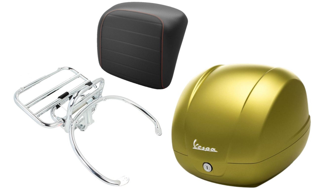 Topcase kit 36L verde army (333/A), porte-bagages chrome pour Vespa GTS 125/300/310