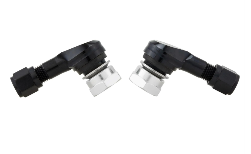 Embout de valve ZELIONI pour pneu/jante sans chambre à air 80°, noir brillant