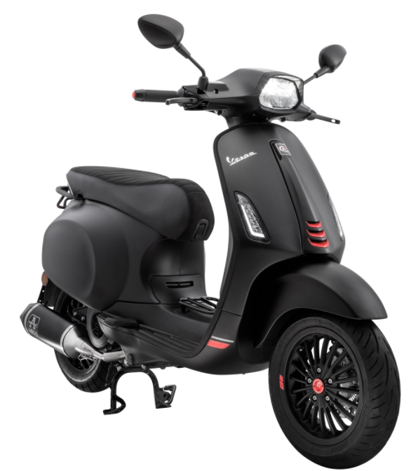 Connecteur tube mono fente bouclier de jambe noir mat pour Vespa Primavera/Sprint 50-150ccm