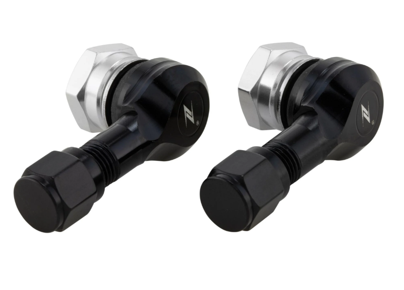 Embout de valve ZELIONI pour pneu/jante sans chambre à air 80°, noir brillant