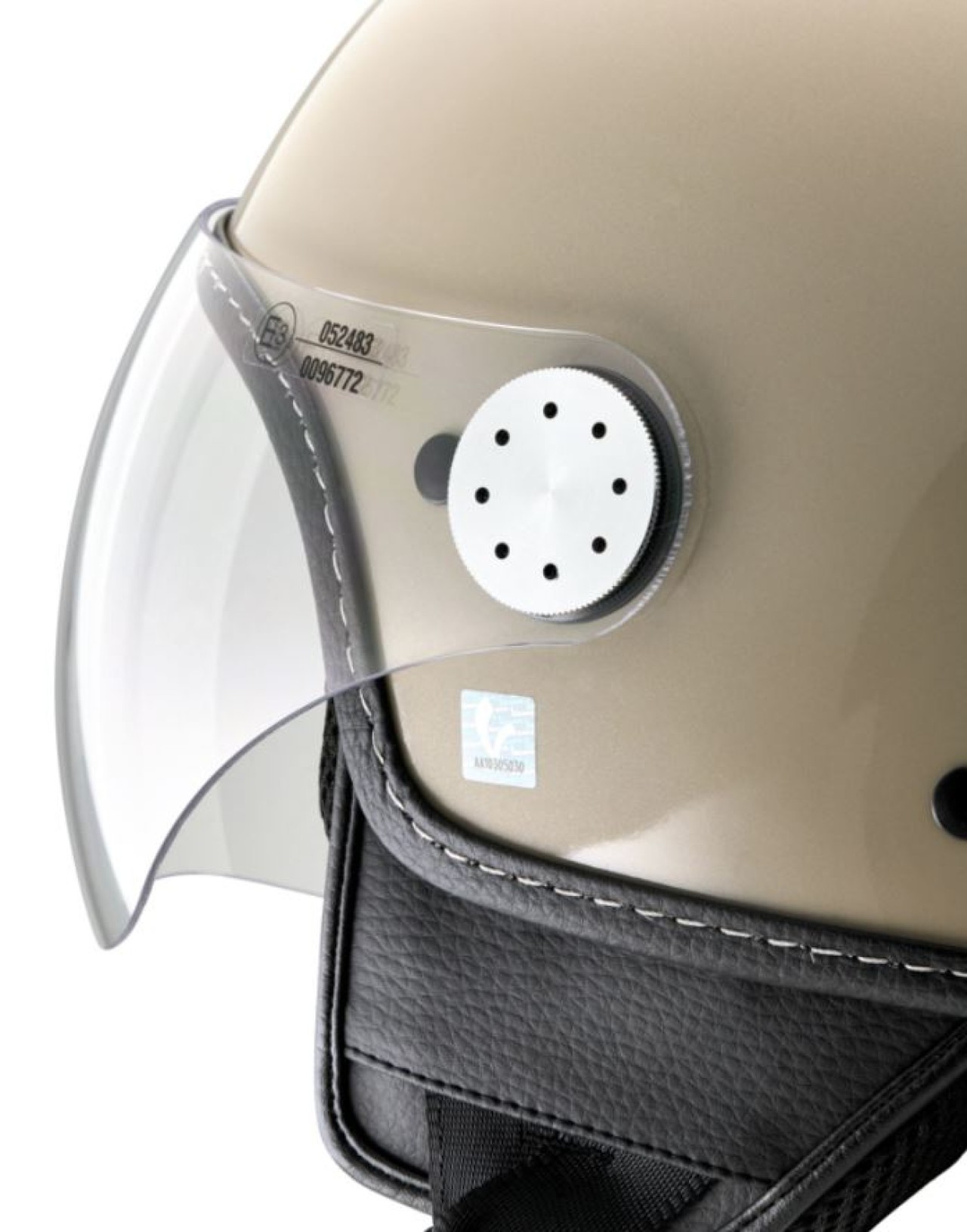 Casque jet Vespa, visière longue Vespa, beige brillant (Q01)