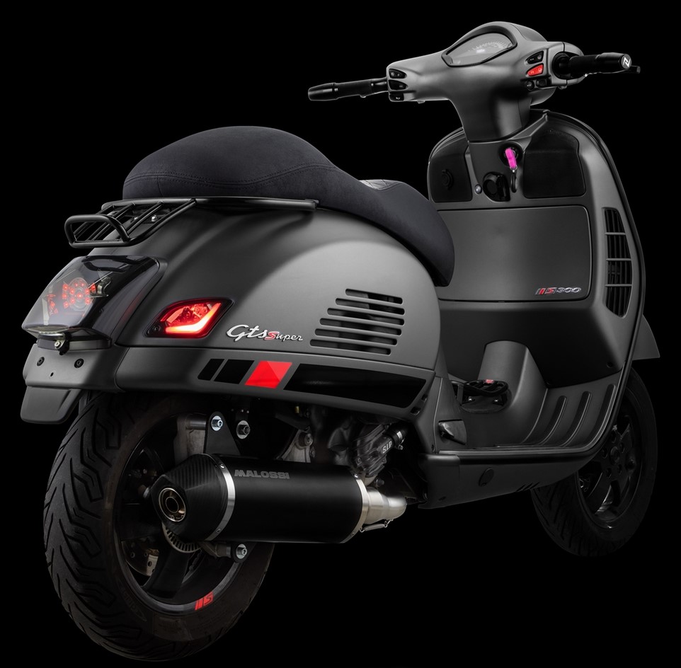 Porte-bagages / barre de maintien passager arrière 70s pour Vespa GTS/GTV/GT 125-300ccm 4T LC, noir mat