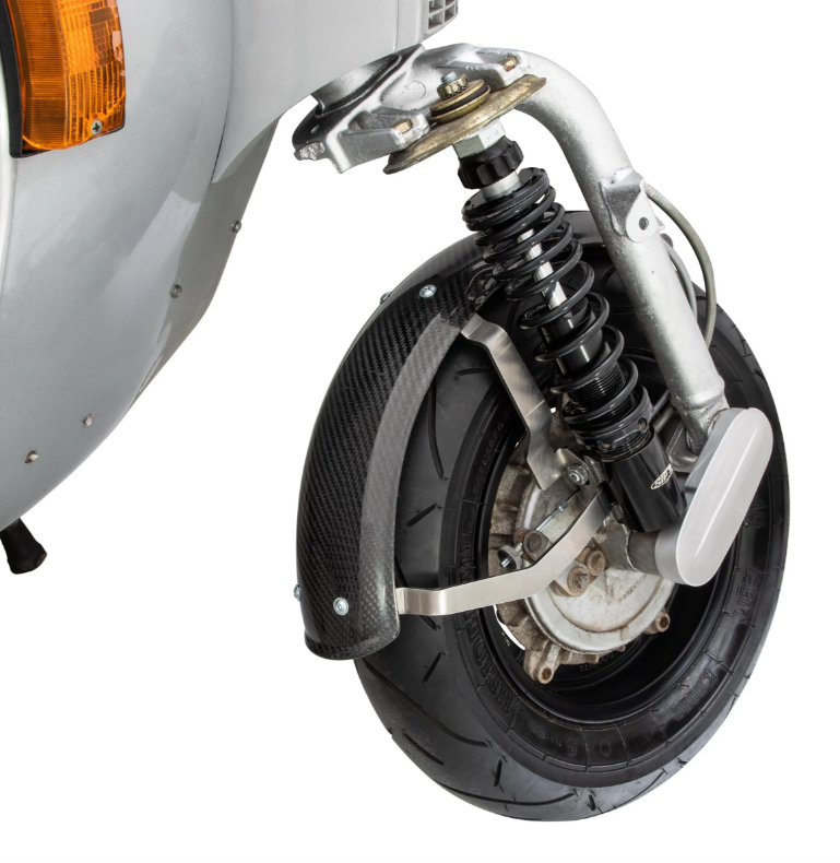 Aile 2.0 Garelli EVO II pour Vespa PX 80-200ccm, carbone clair, support en acier inoxydable