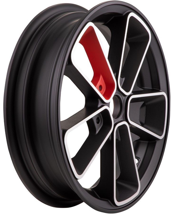 Jante avant/arrière 12" pour Vespa GTS/GTS Super/GTV/GT 60/GT/GT L 125-300cc, noir mat/rouge