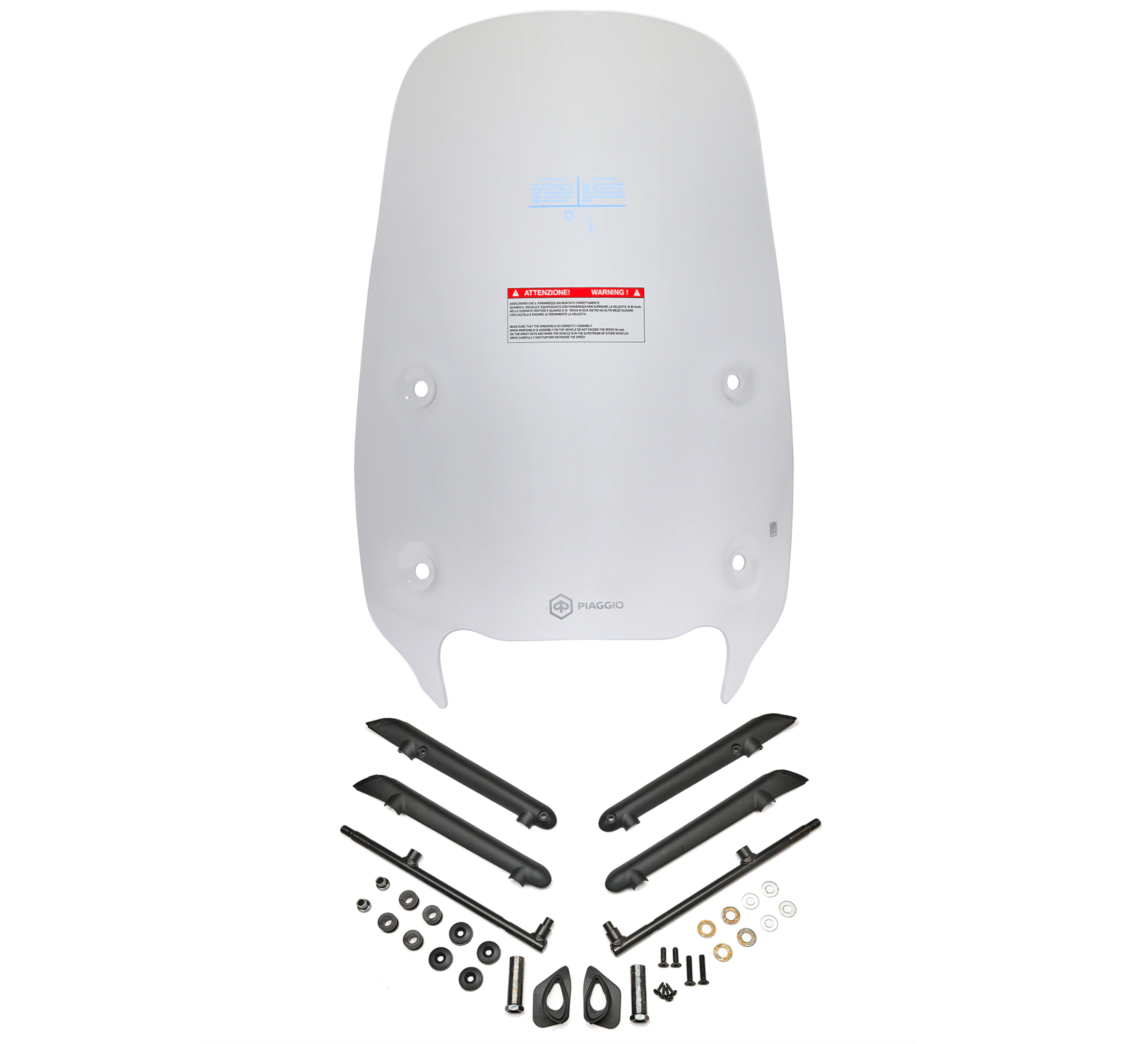 Grand pare-brise avec support, clair, haut pour Beverly HPE Original Piaggio