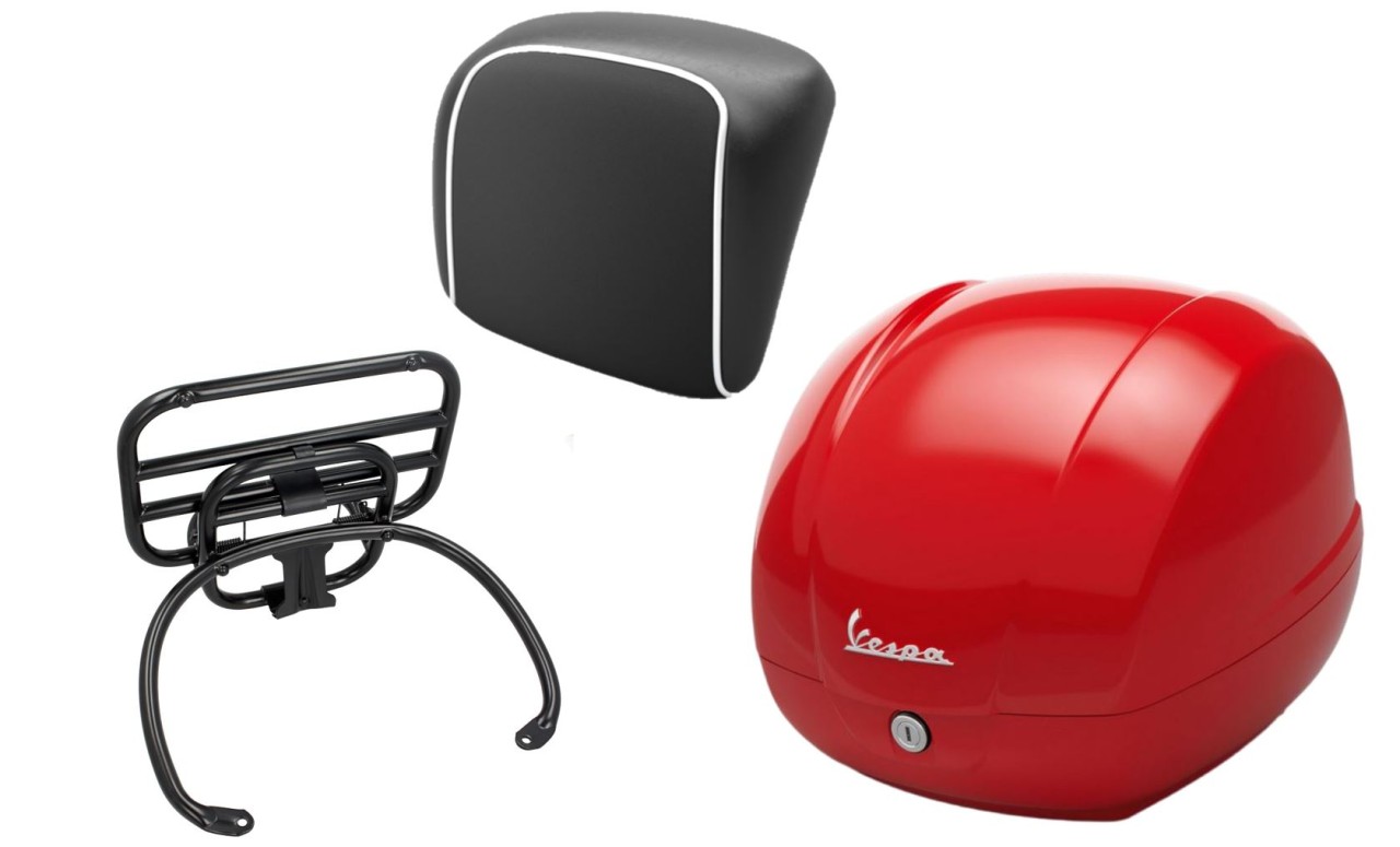 Kit top case 36L rouge dragon (894), porte-bagages noir pour Vespa GTS 125/300/310