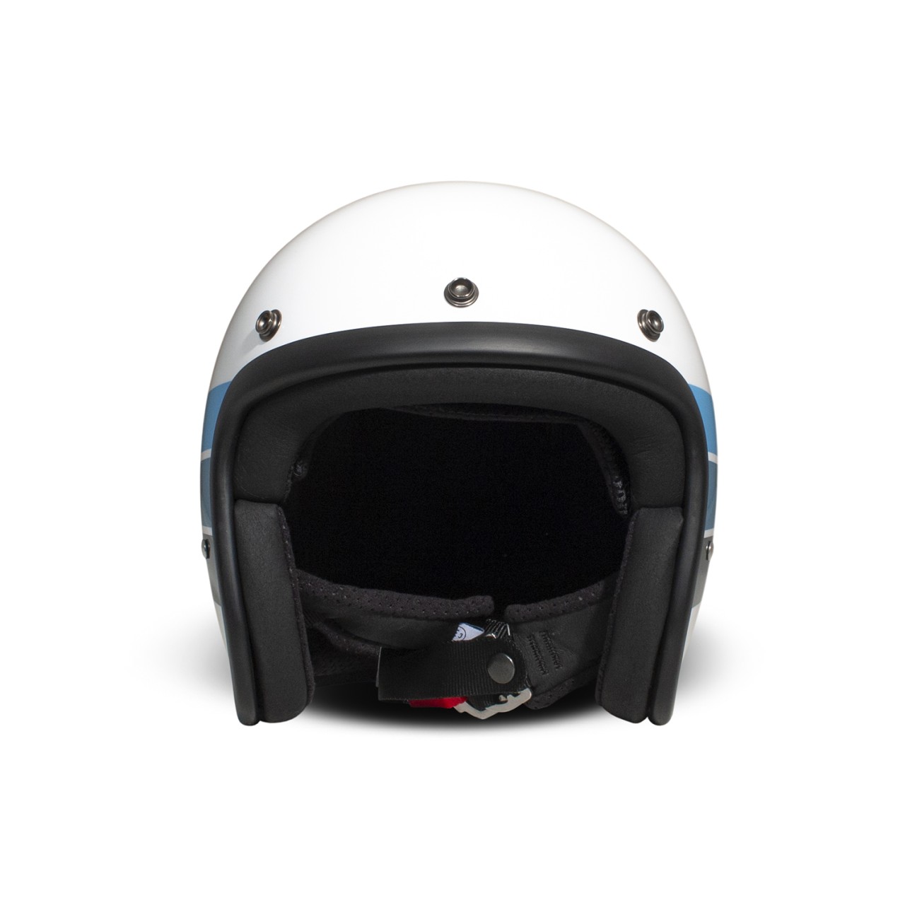 Casque intégral DMD Retro, blanc, bleu, brillant, Olympus, fibre de verre, ECE 22.06