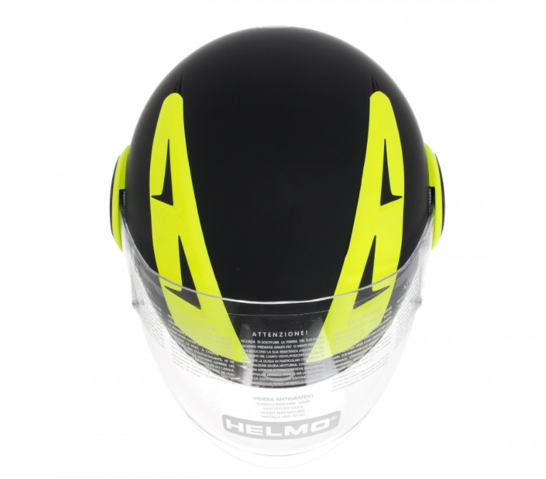 Helmo Milano Full casque jet, FuoriRotta Premium, noir, jaune, matt