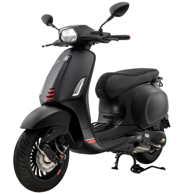 Connecteur tube mono fente bouclier de jambe noir mat pour Vespa Primavera/Sprint 50-150ccm