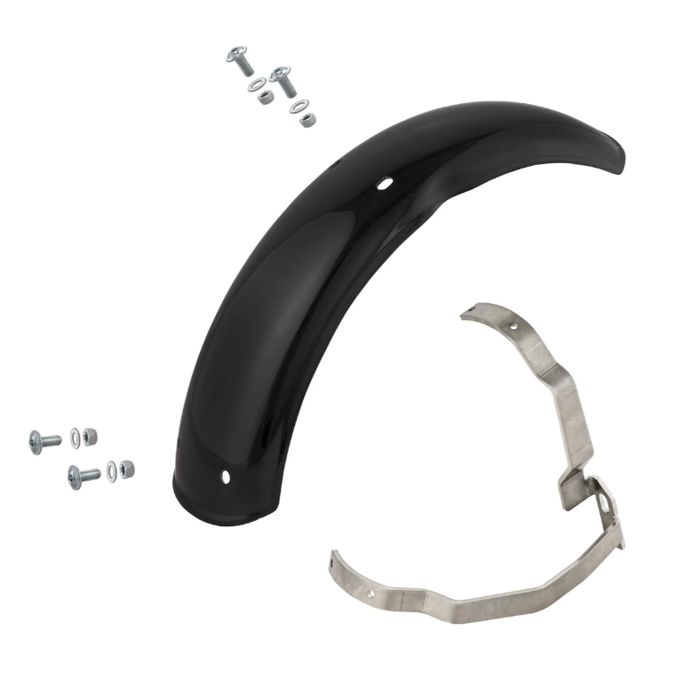 Aile 2.0 Garelli EVO II pour Vespa PX 80-200ccm, GFK noir, support inox brossé