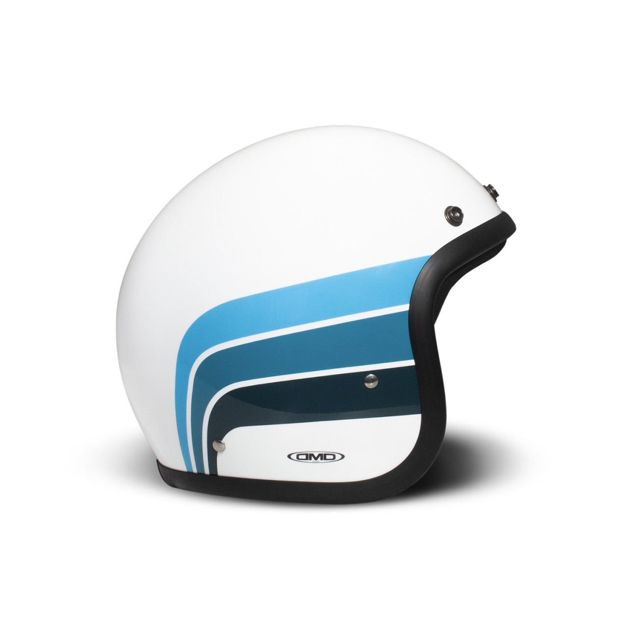 Casque intégral DMD Retro, blanc, bleu, brillant, Olympus, fibre de verre, ECE 22.06