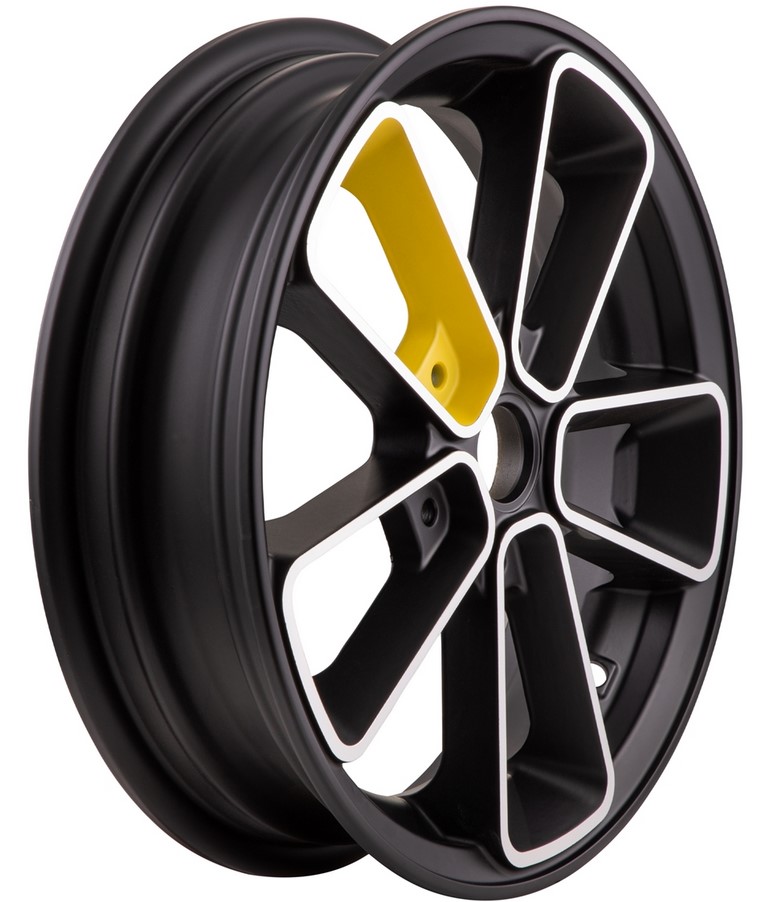 Jante avant/arrière 12" pour Vespa GTS/GTS Super/GTV/GT 60/GT/GT L 125-300ccm, noir/jaune