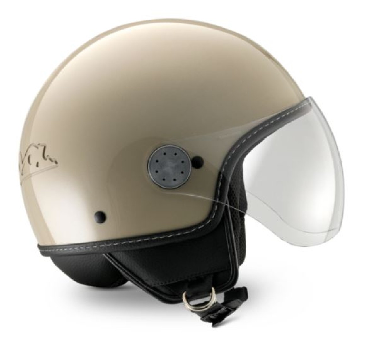 Casque jet Vespa, visière longue Vespa, beige brillant (Q01)