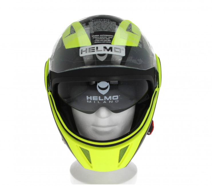 Helmo Milano Full casque jet, FuoriRotta Premium, noir, jaune, matt