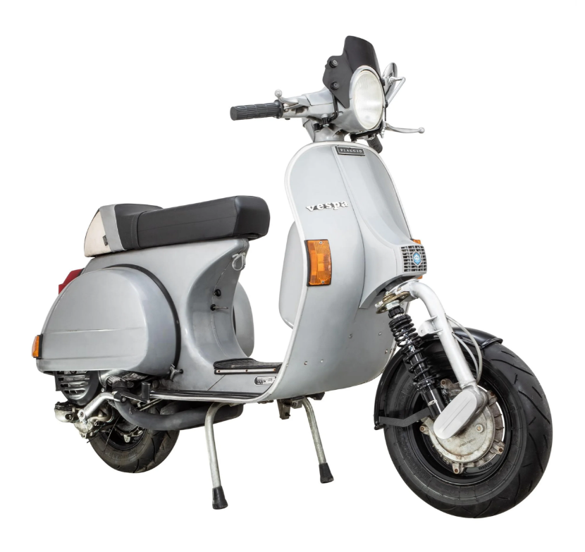 Aile 2.0 Garelli pour Vespa PX 80-200ccm, métal noir brillant, support noir