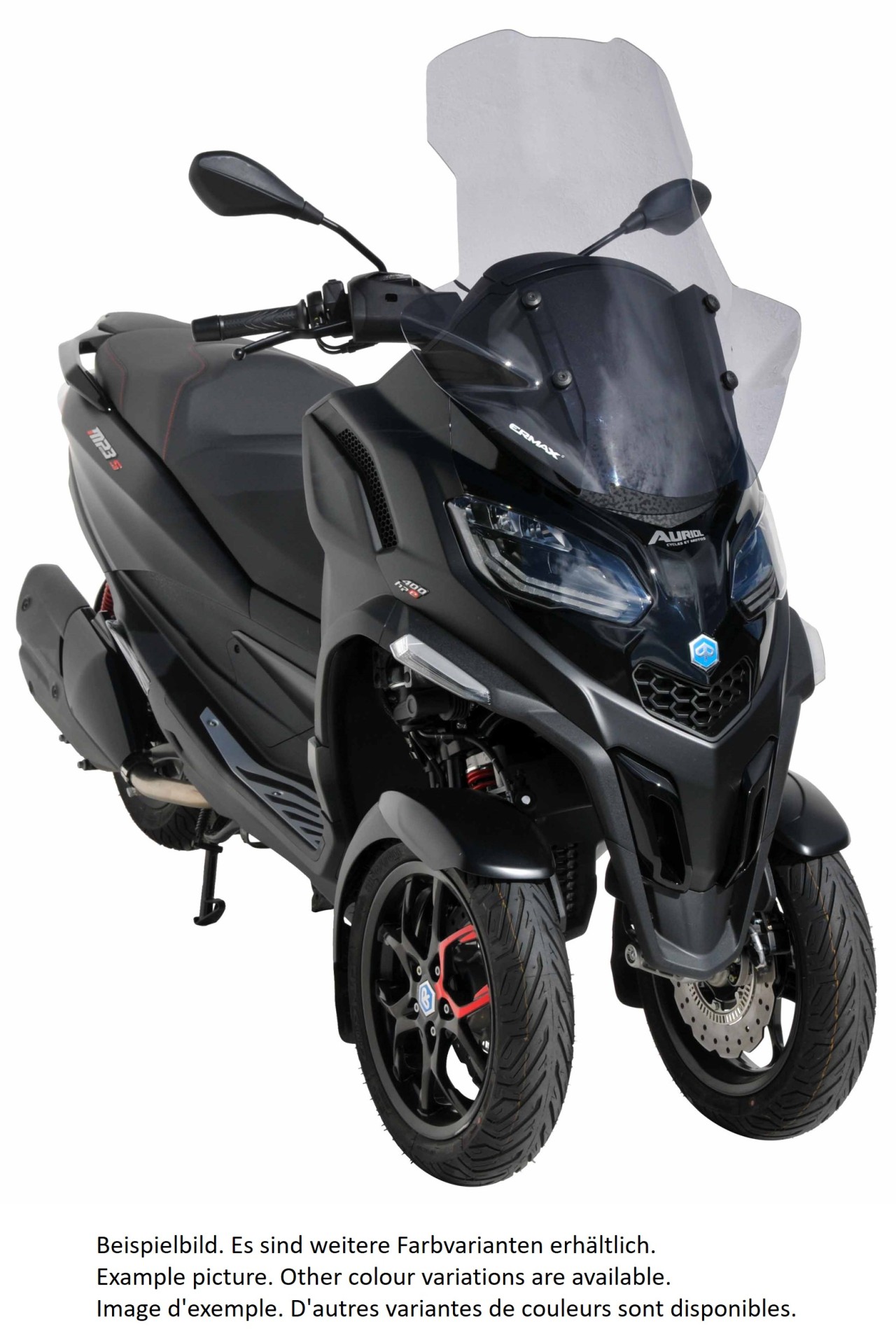 Pare-brise ERMAX avec protège-main pour Piaggio MP3 400 HPE (-22), teinté/light black
