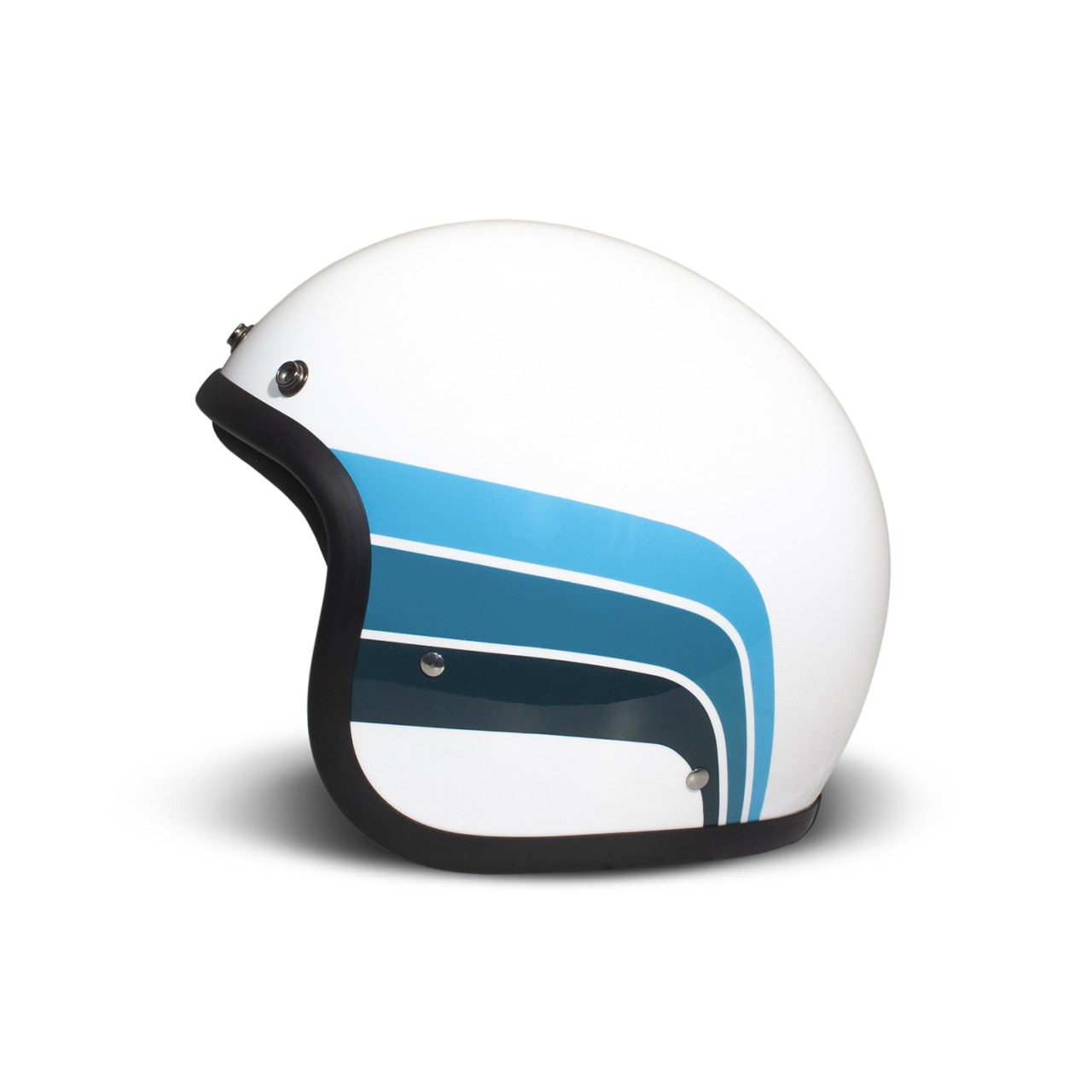Casque intégral DMD Retro, blanc, bleu, brillant, Olympus, fibre de verre, ECE 22.06