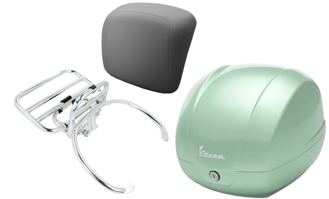 Kit top case 36L latte menta (350/A), porte-bagages chrome pour Vespa GTS 125/300/310