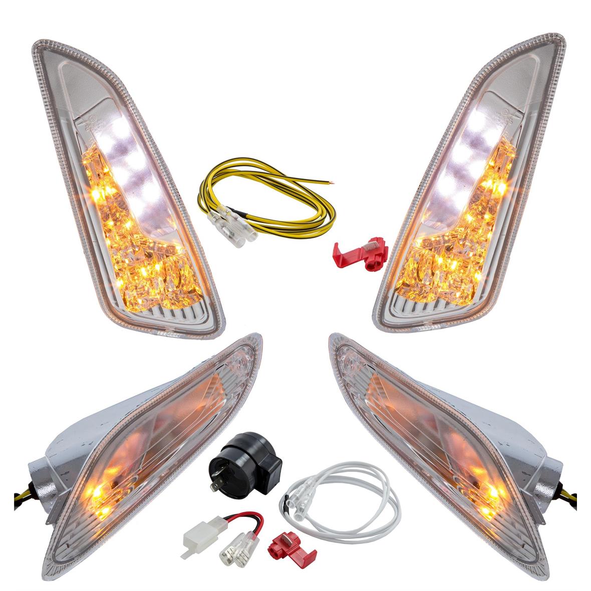 Jeu de clignotants LED clair pour Vespa Primavera/Sprint 50ccm 2T/4T