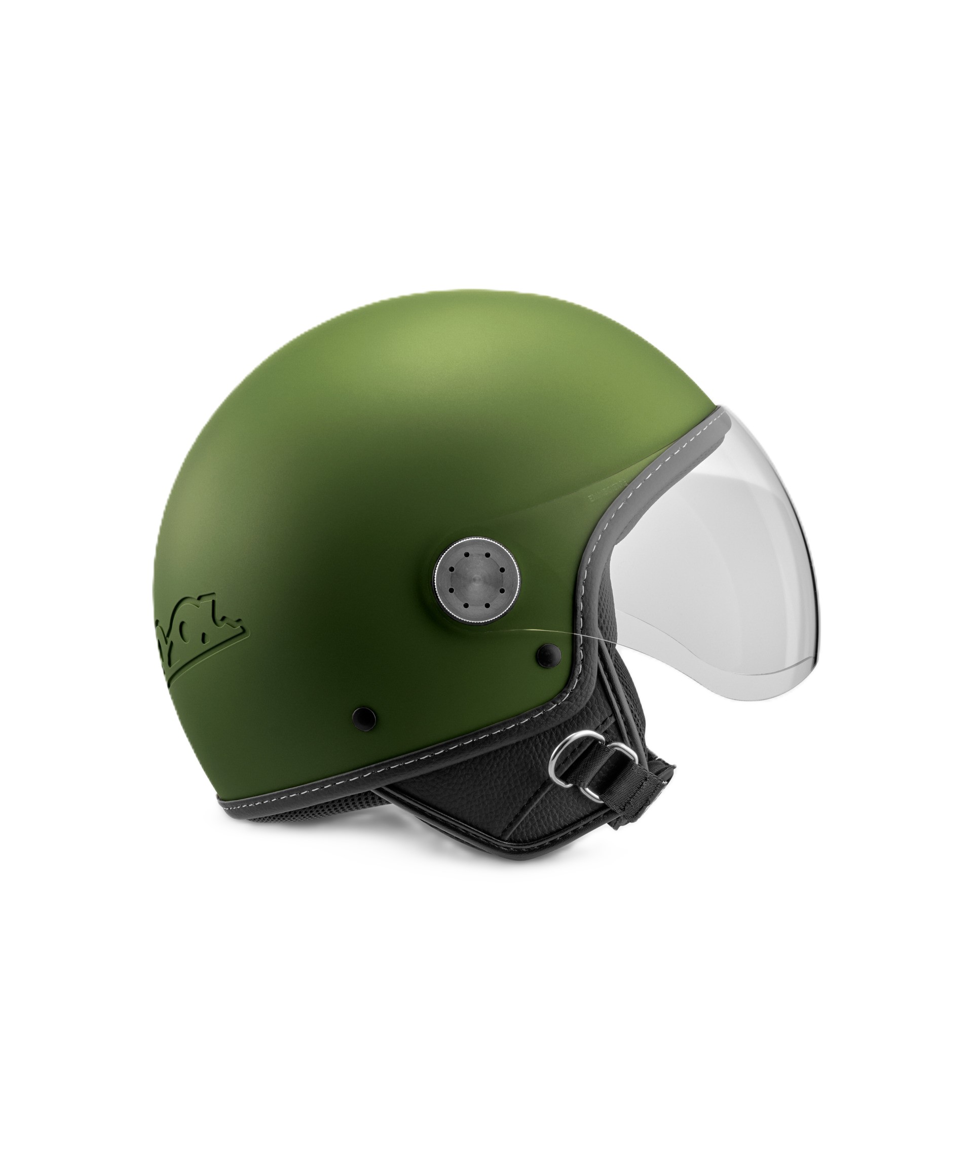 Casque jet Vespa, visière longue Vespa, vert mat