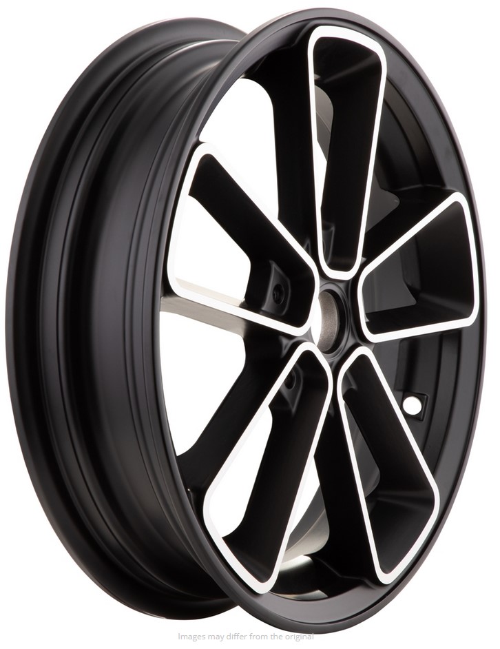 Jante avant/arrière 13" pour Vespa GTS/GTS Super/GTV/GT 125-300ccm, noire avec bordure argentée