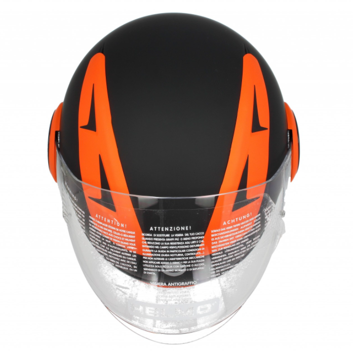 Helmo Milano Full casque jet, FuoriRotta Premium, noir, orange, matt