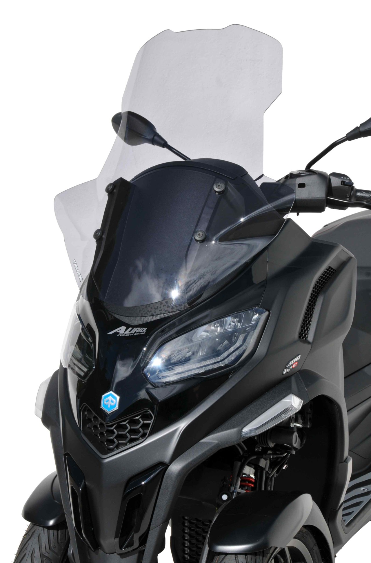 Pare-brise ERMAX High Protection avec protection des mains pour Piaggio MP3 400 / 530 HPE (22-), gris