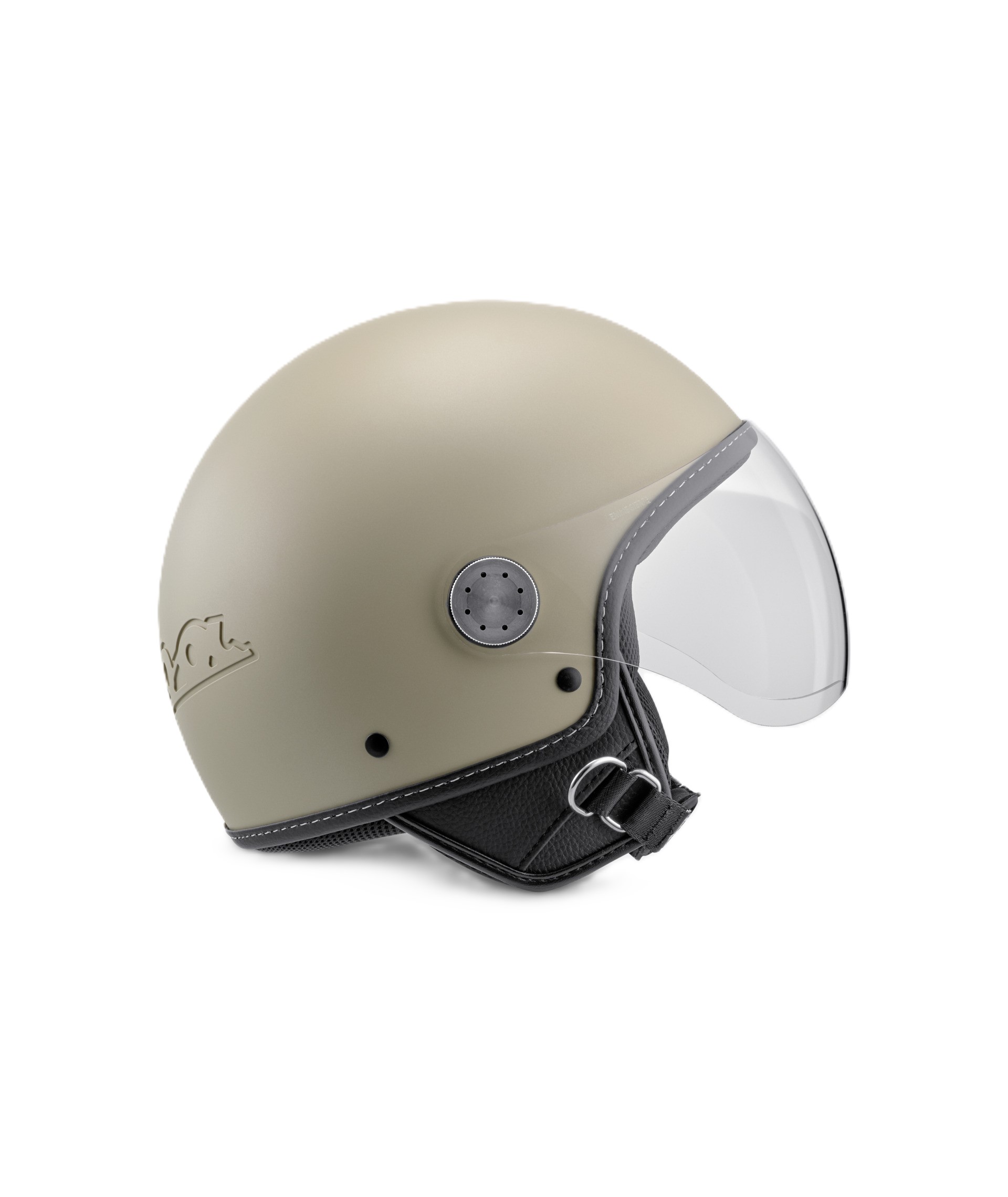 Casque jet Vespa, visière longue Vespa, beige mat (598)
