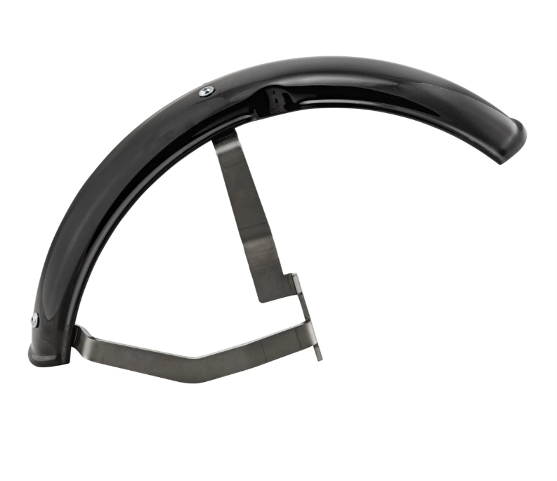 Aile 2.0 Garelli pour Vespa PX 80-200ccm, métal noir brillant, support inox brossé