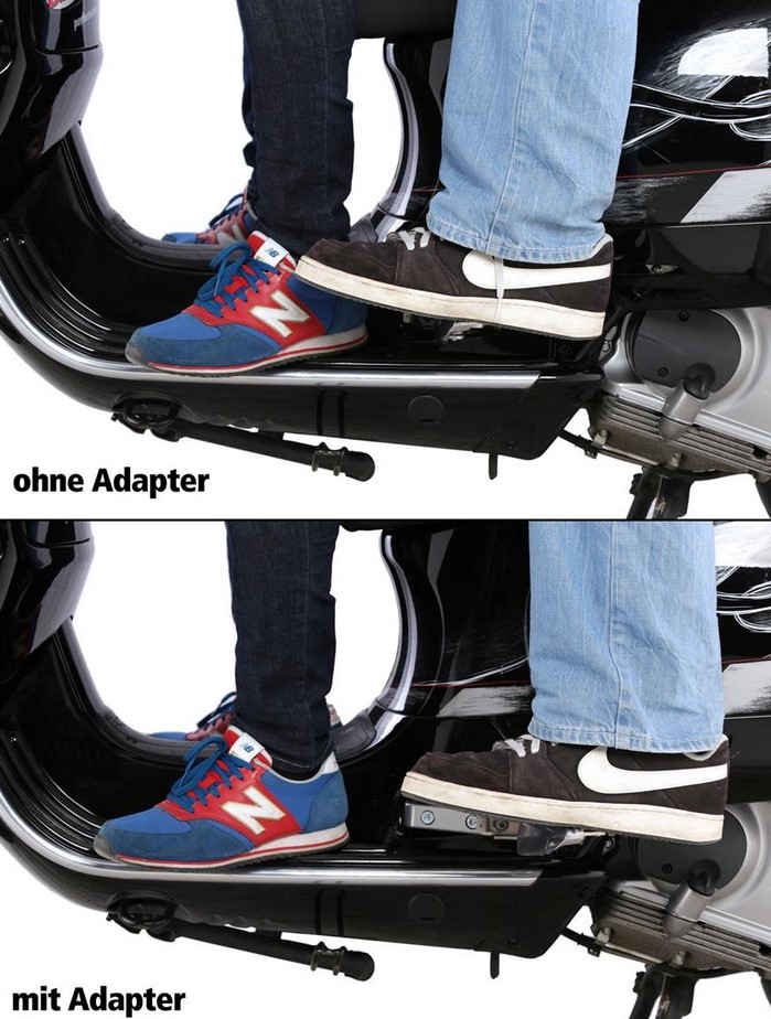 Adaptateur de repose-pieds passager pour Vespa GTS/GTS Super/GTV/GT 60/GT/GT L 125-300ccm, argent mat