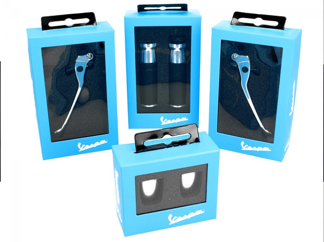 Kit guidon, aluminium, anodisé, set de poignées, leviers et embouts de guidon pour Vespa GTS