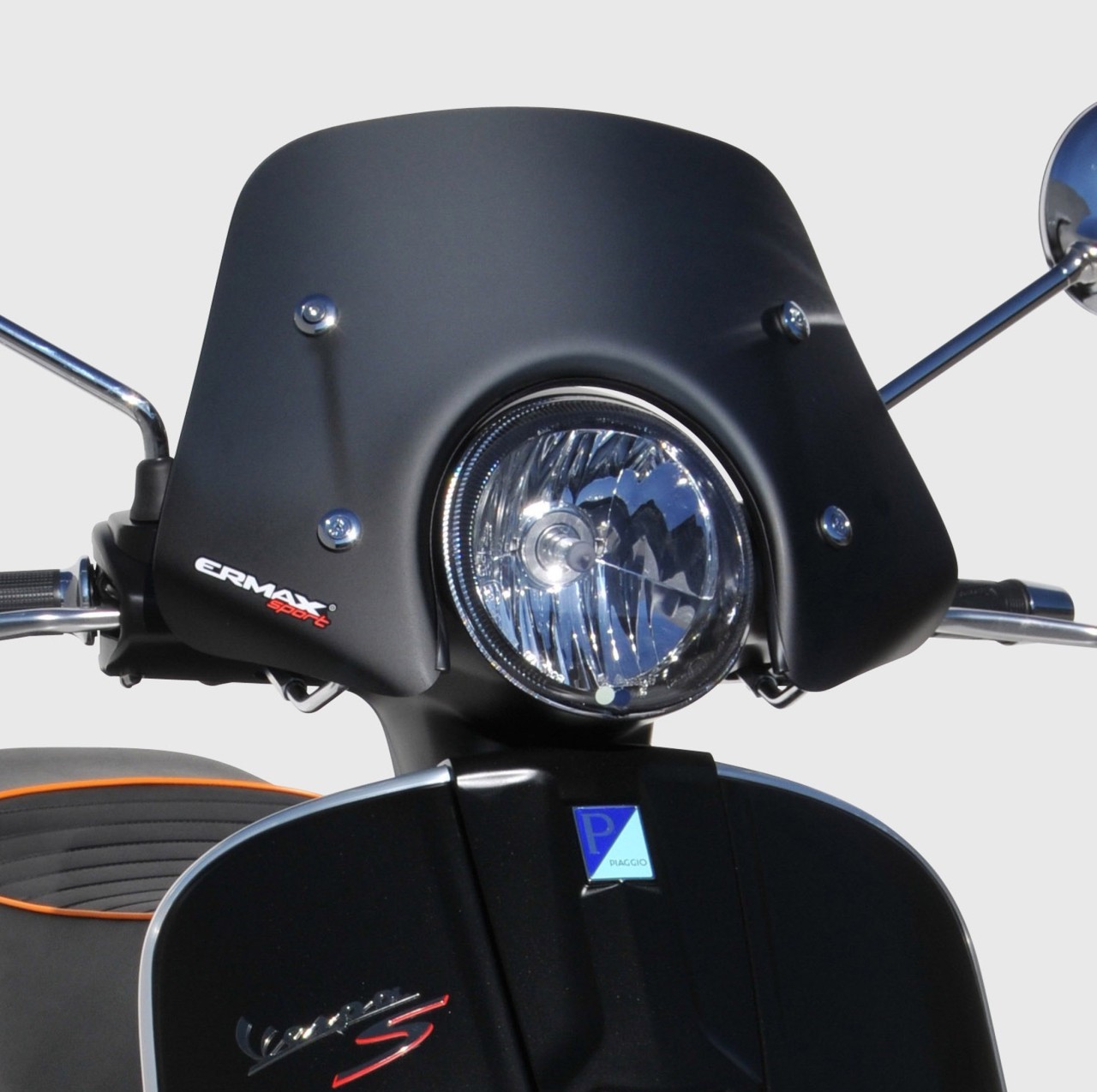 Pare-brise ERMAX Piccolo H 300 mm pour Vespa GTS/GTS Super/GT L (-22), noir mat