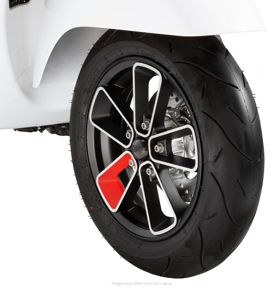 Jante avant/arrière 12" pour Vespa GTS/GTS Super/GTV/GT 60/GT/GT L 125-300cc, noir mat/rouge