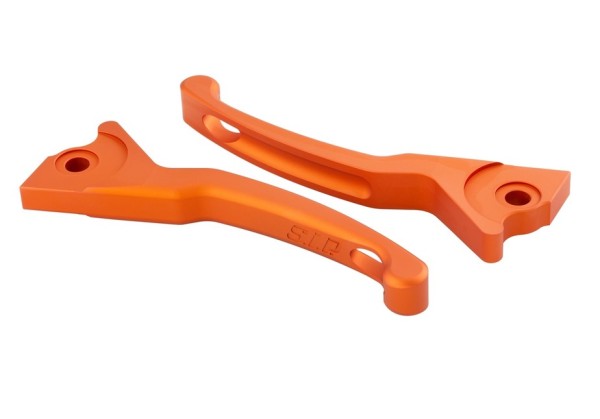 Jeu de leviers de frein sport Shorty pour Vespa, droite et gauche, orange mat