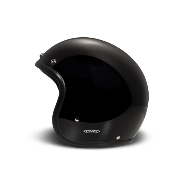 DMD casque jet rétro, noir, brillant, Solid Black,fibre de verre, ECE 22.06