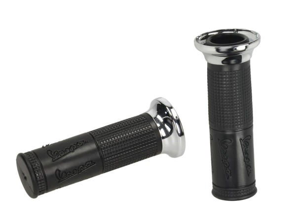 Poignée d'origine noire "Logo/chrome" pour Vespa ET/​LX/​LXV/​S/​Primavera/​Sprint 50-150ccm