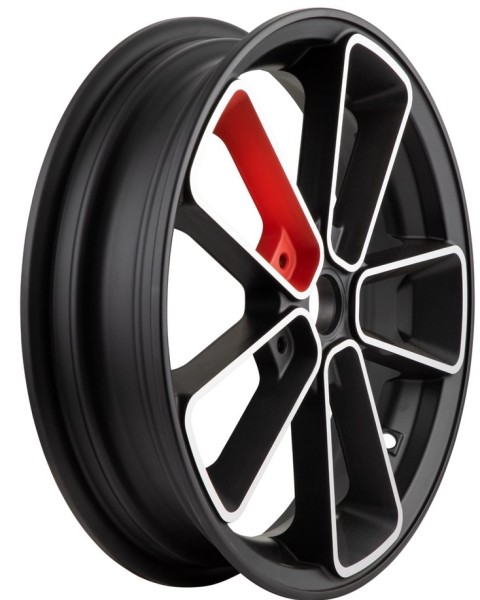 Jante avant/arrière 13" pour Vespa GTS/​GTS Super/​GTV/​GT 60/​GT/​GT L 125-300ccm, noir mat/​rouge