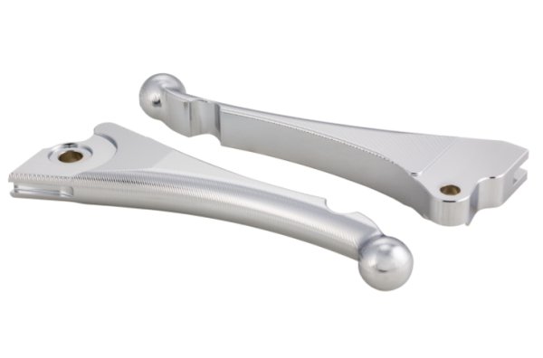 Jeu de leviers de frein sport "Shorty 3D" gauche/droit pour Vespa LX/​LXV/​S/​Primavera/​Sprint, argent