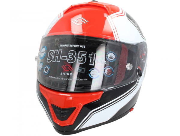 Casque intégral Shiro, SH351, Fibre, F4, rouge