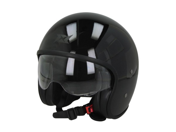 Casque jet Axxis Hornet Fiber SV, uni, noir, brillant, fibre de verre, ECE 22.06