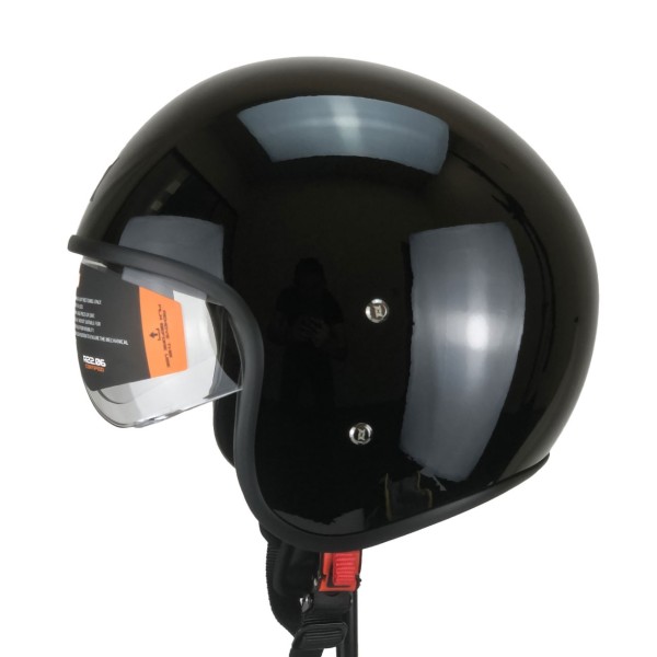 Casque jet Axxis Hornet Fiber SV, uni, noir, brillant, fibre de verre, ECE 22.06