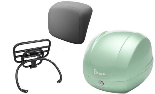 Kit top case 36L latte menta (350/A), porte-bagages noir pour Vespa GTS 125/300/310