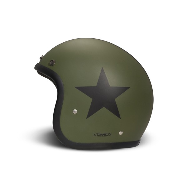 DMD casque jet rétro, vert, mat, Star Green, fibre de verre, ECE 22.06