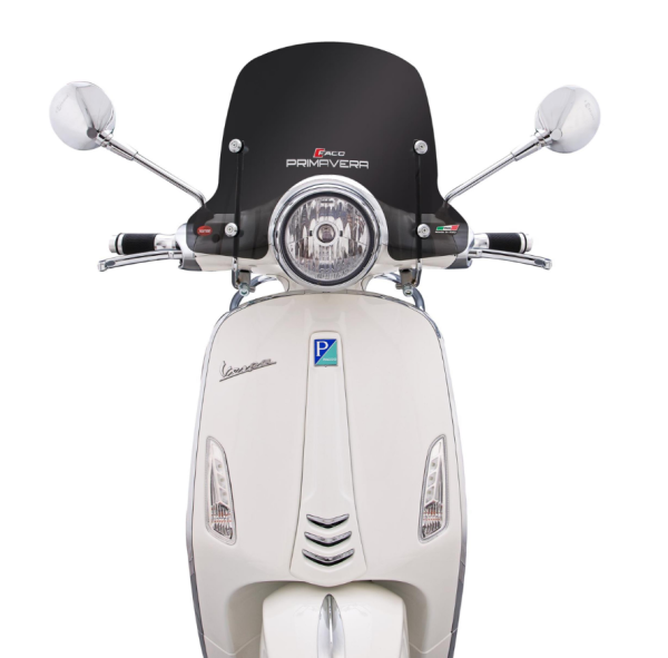 Pare-brise FACO semi-haut pour Vespa Primavera /Elettrica 50-125ccm 2T/4T ('14-), teinté noir