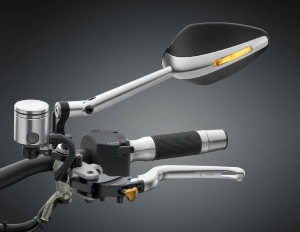 Rétroviseur RIZOMA "Veloce L naked" gauche ou droite avec clignotant pour Vespa, argent anodisé