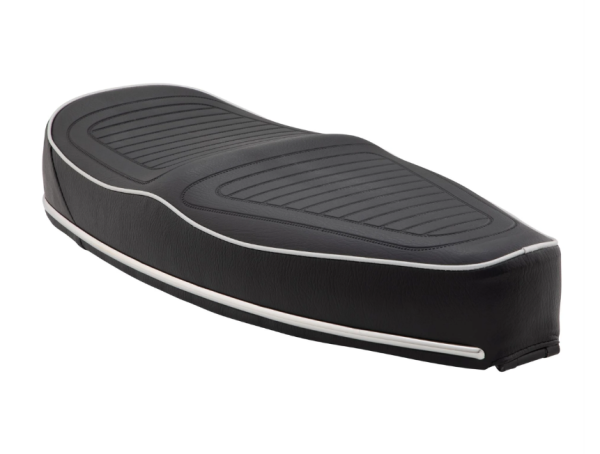 Selle sport "Sport" pour Vespa PX 80-200ccm, noir surpiqué, passepoil argenté