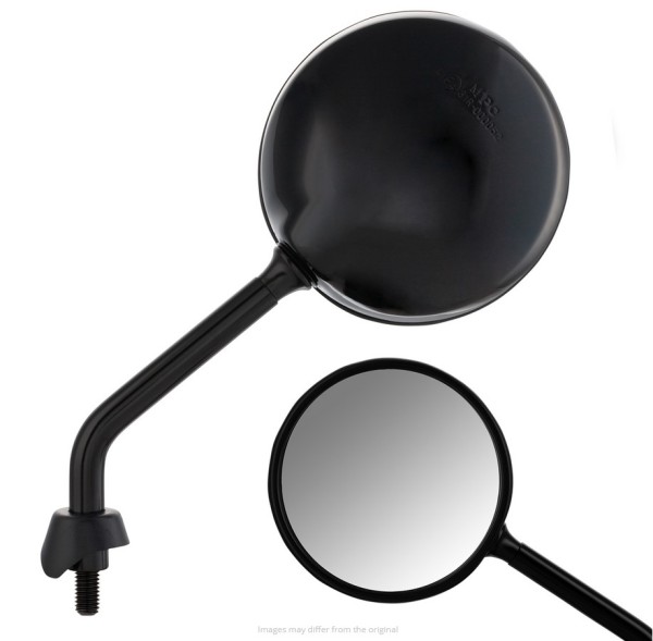 Miroir Shorty pour Vespa, noir brillant, droite et gauche