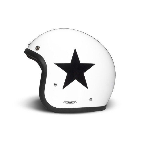 DMD casque jet rétro, blanc, mat, Star White, fibre de verre, ECE 22.06