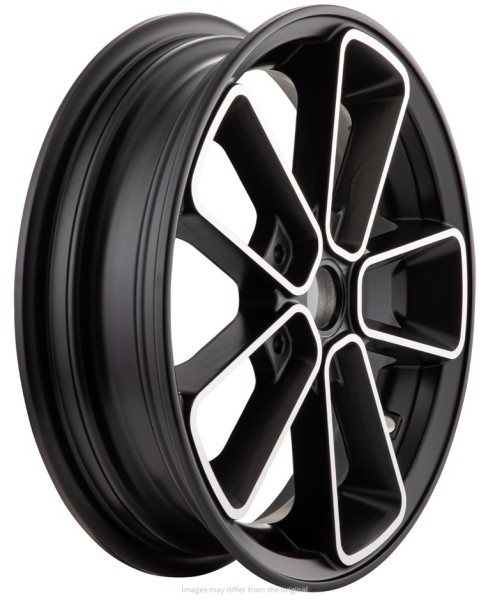 Jante avant/arrière 12" pour Vespa GTS/​GTS Super/​GTV/​GT 125-300ccm, noire avec bordure argentée